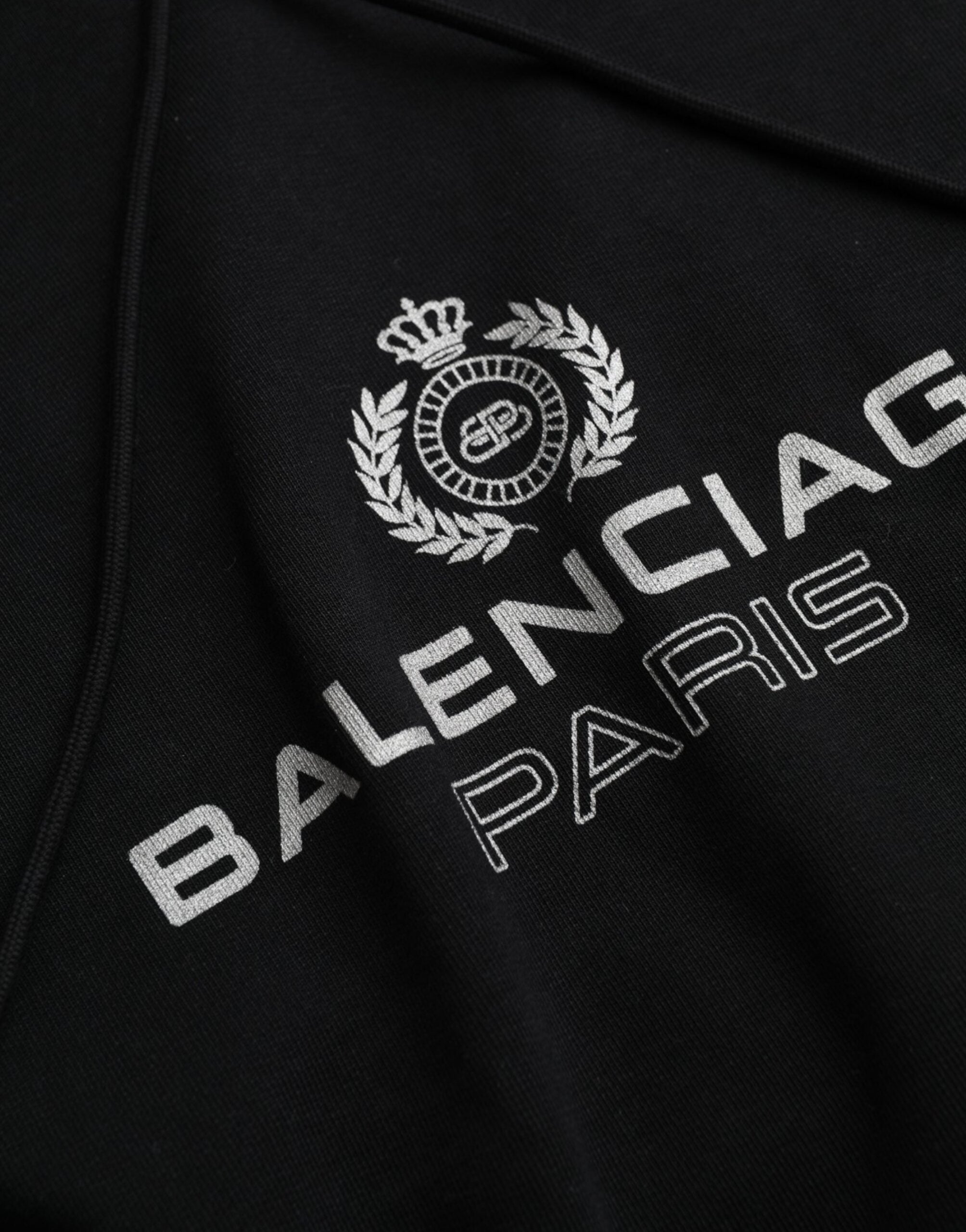Sweat à capuche en coton noir avec logo Balenciaga