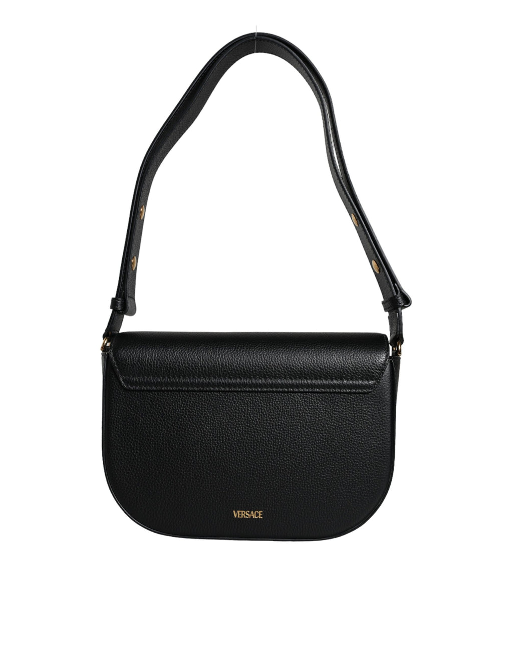 Sac bandoulière en cuir de veau grainé noir avec logo Versace