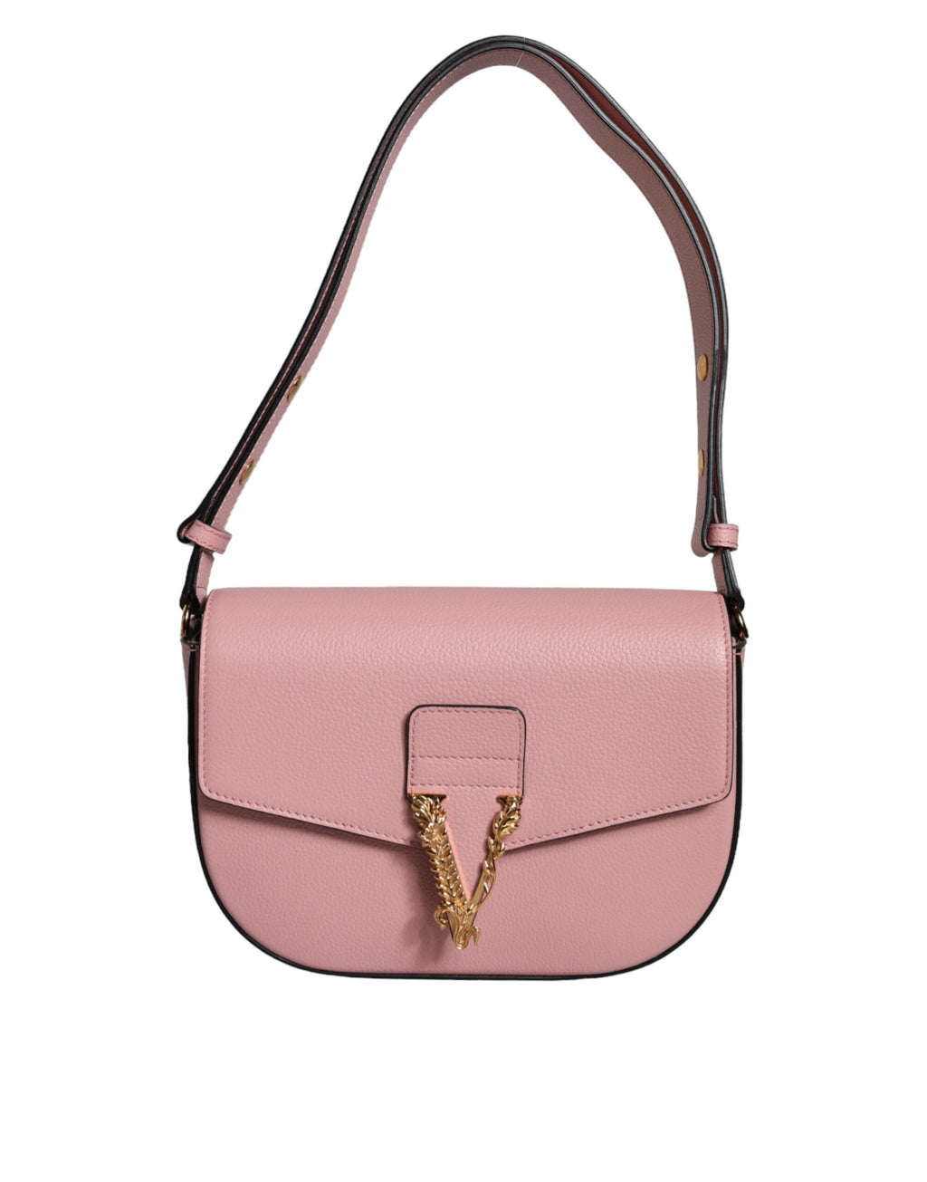 Pink grained calfskin shoulder bag with Versace logo