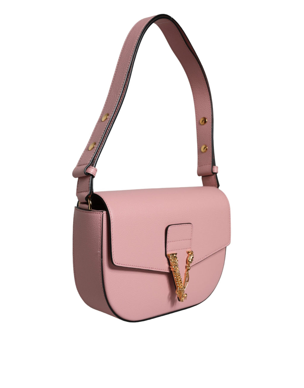 Pink grained calfskin shoulder bag with Versace logo