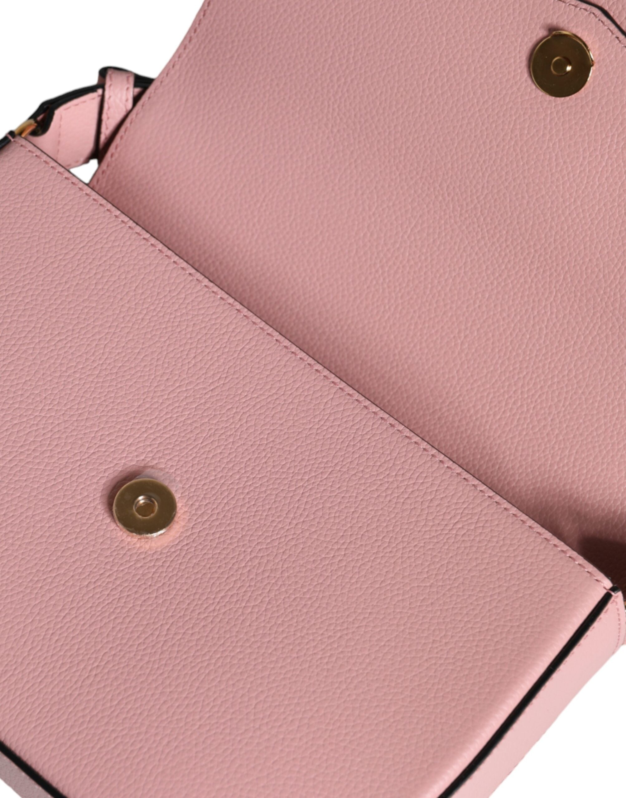 Pink grained calfskin shoulder bag with Versace logo
