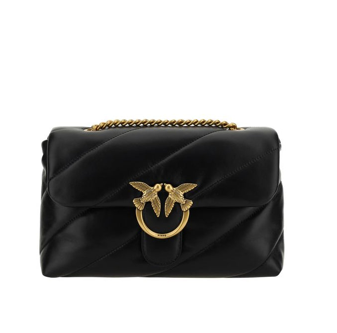 Sac bandoulière Bos Taurus en cuir de veau noir Pinko