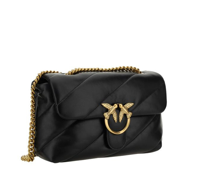 Sac bandoulière Bos Taurus en cuir de veau noir Pinko
