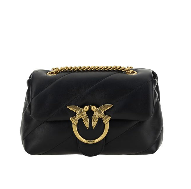 Bolso de hombro Pinko Bos Taurus de piel de ternera negra