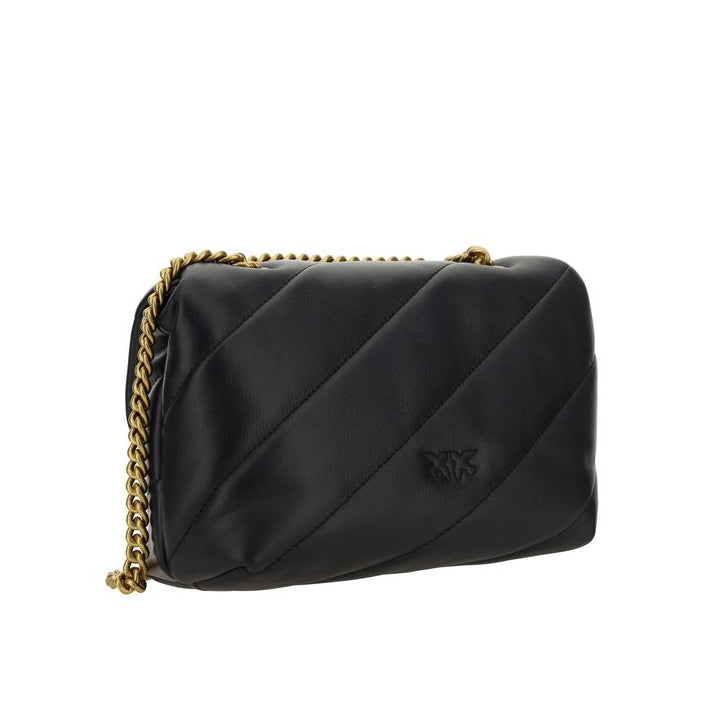 Bolso de hombro Pinko Bos Taurus de piel de ternera negra