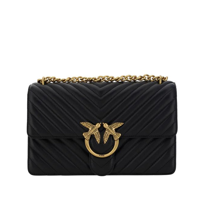 Bolso de hombro Pinko Bos Taurus de piel de ternera negra