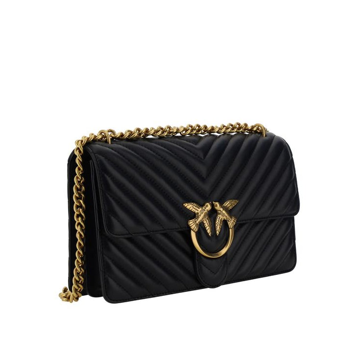 Bolso de hombro Pinko Bos Taurus de piel de ternera negra