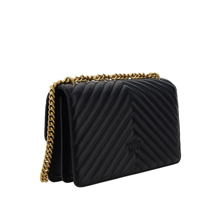 Bolso de hombro Pinko Bos Taurus de piel de ternera negra