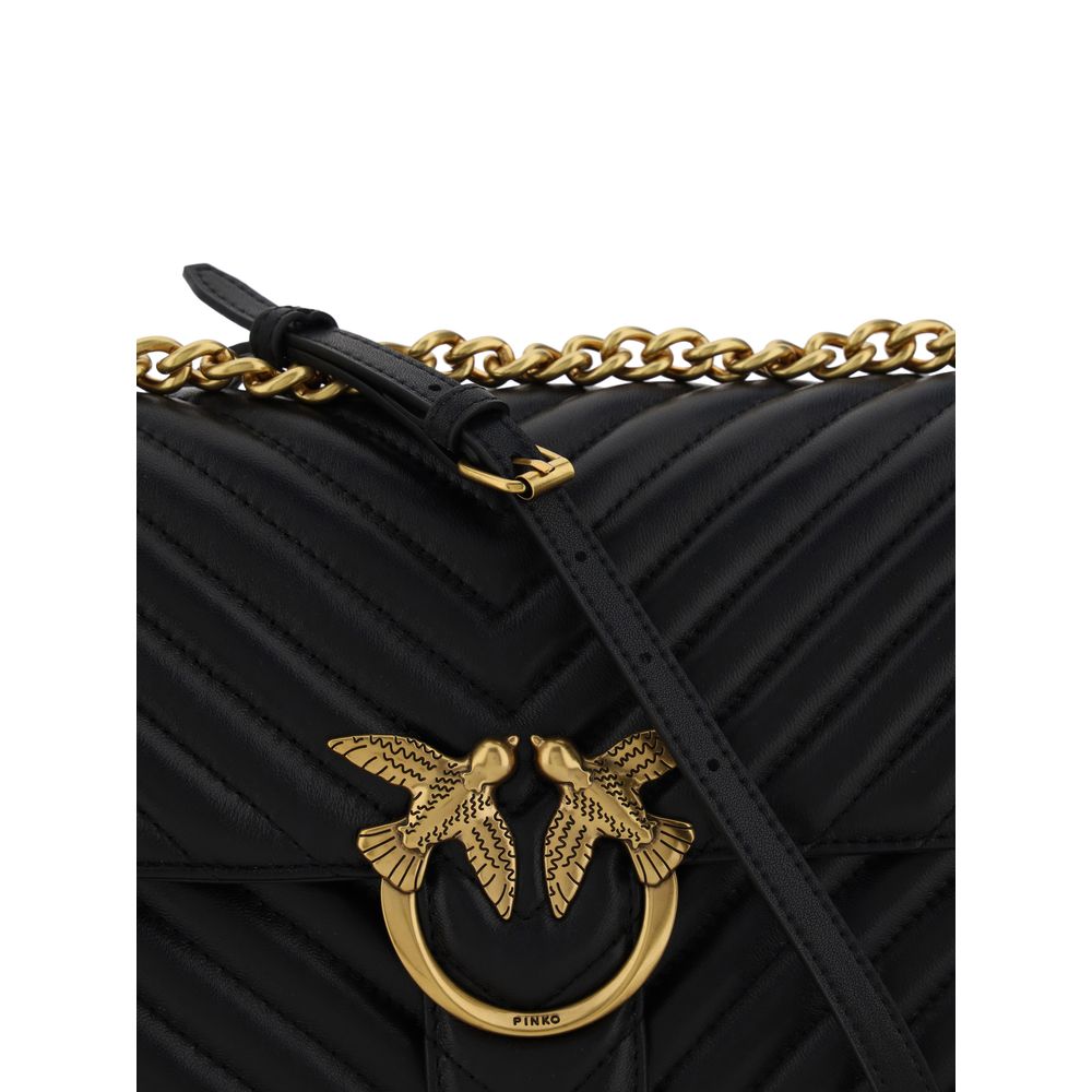 Bolso de hombro Pinko Bos Taurus de piel de ternera negra