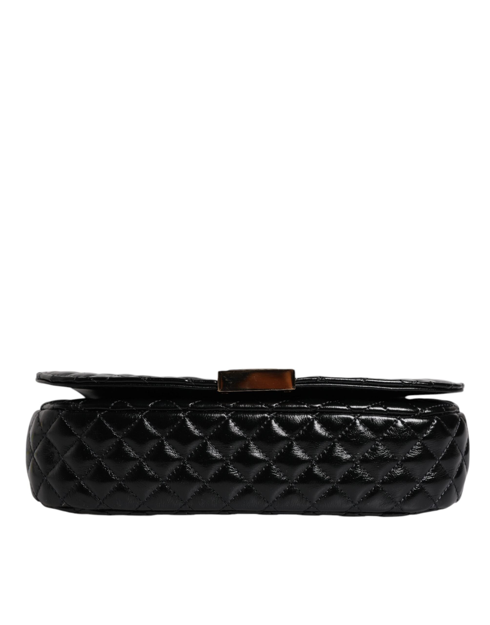 Bolso de hombro acolchado de piel de becerro negra Versace