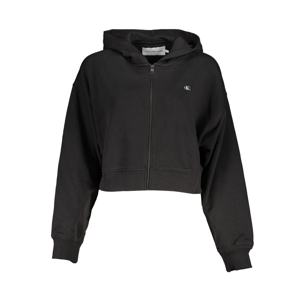 Sweat zippé à capuche noir en coton Calvin Klein