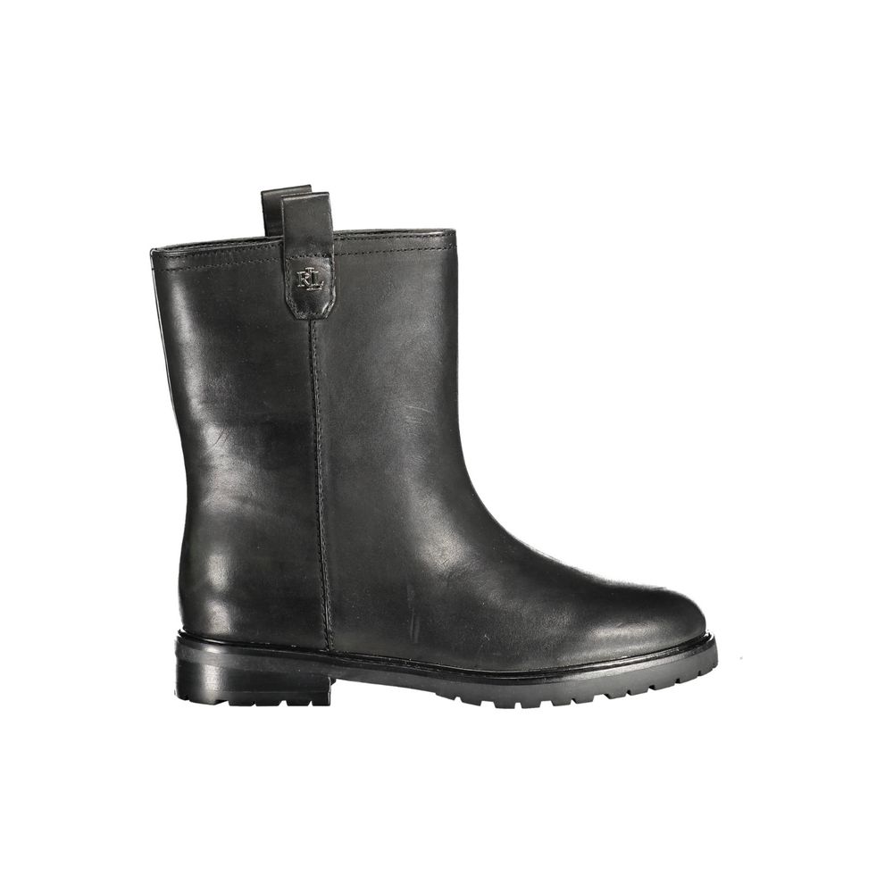 Bottines en cuir noir Ralph Lauren