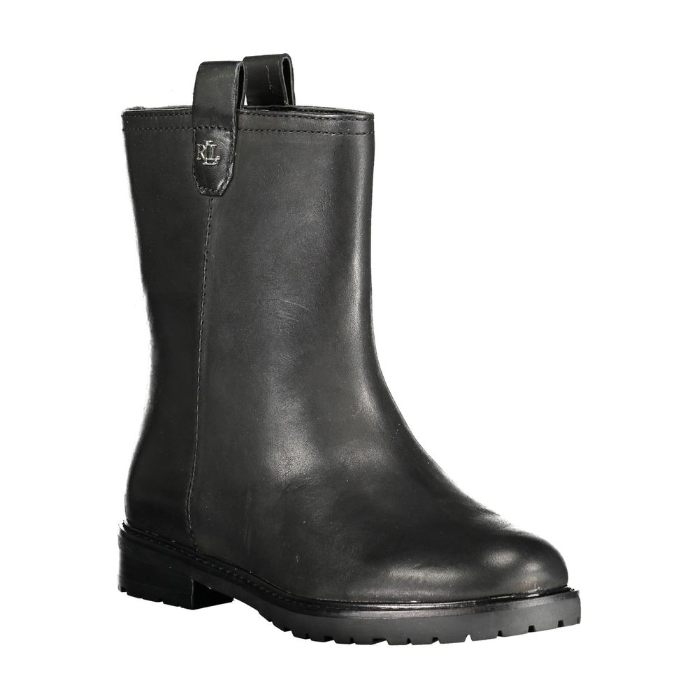 Bottines en cuir noir Ralph Lauren