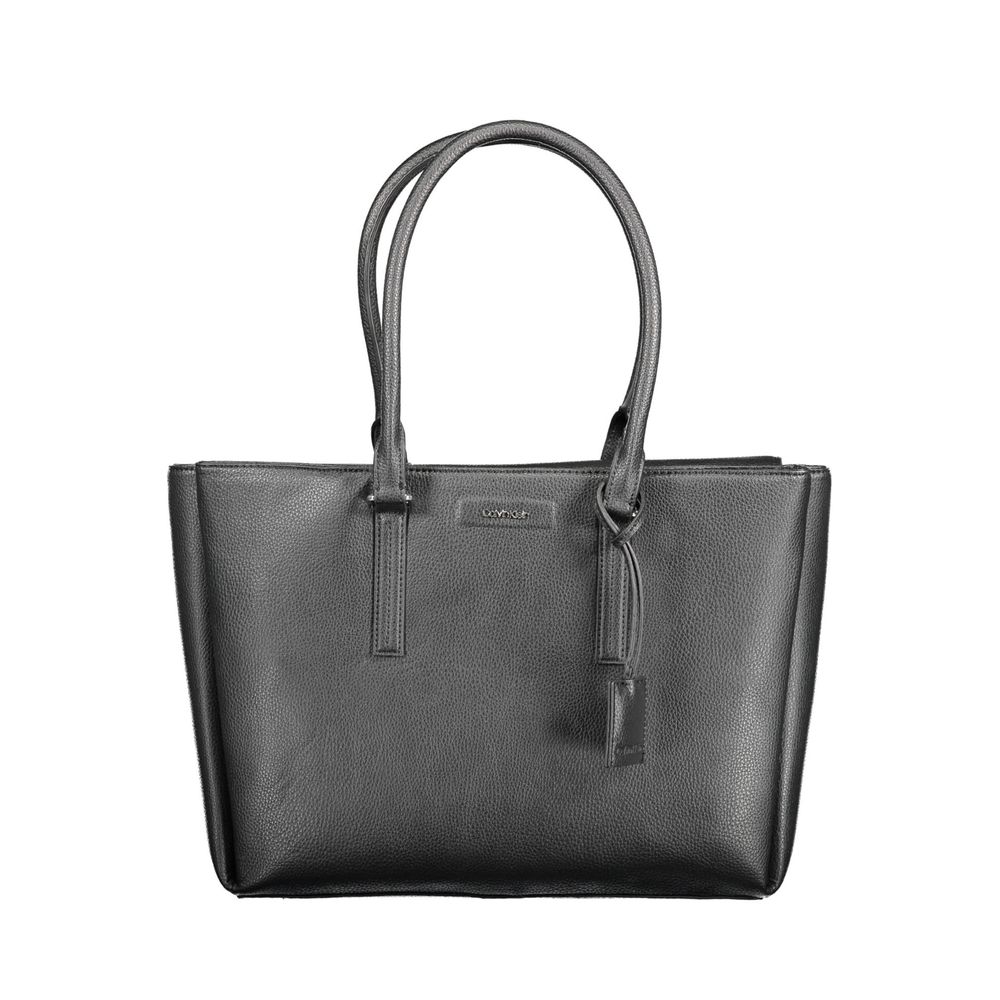 Bolso de mano de poliuretano negro Calvin Klein