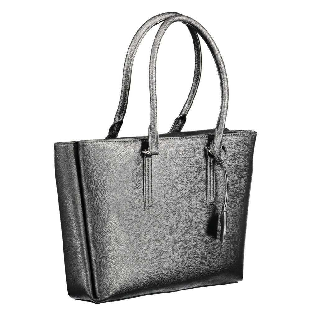 Bolso de mano de poliuretano negro Calvin Klein