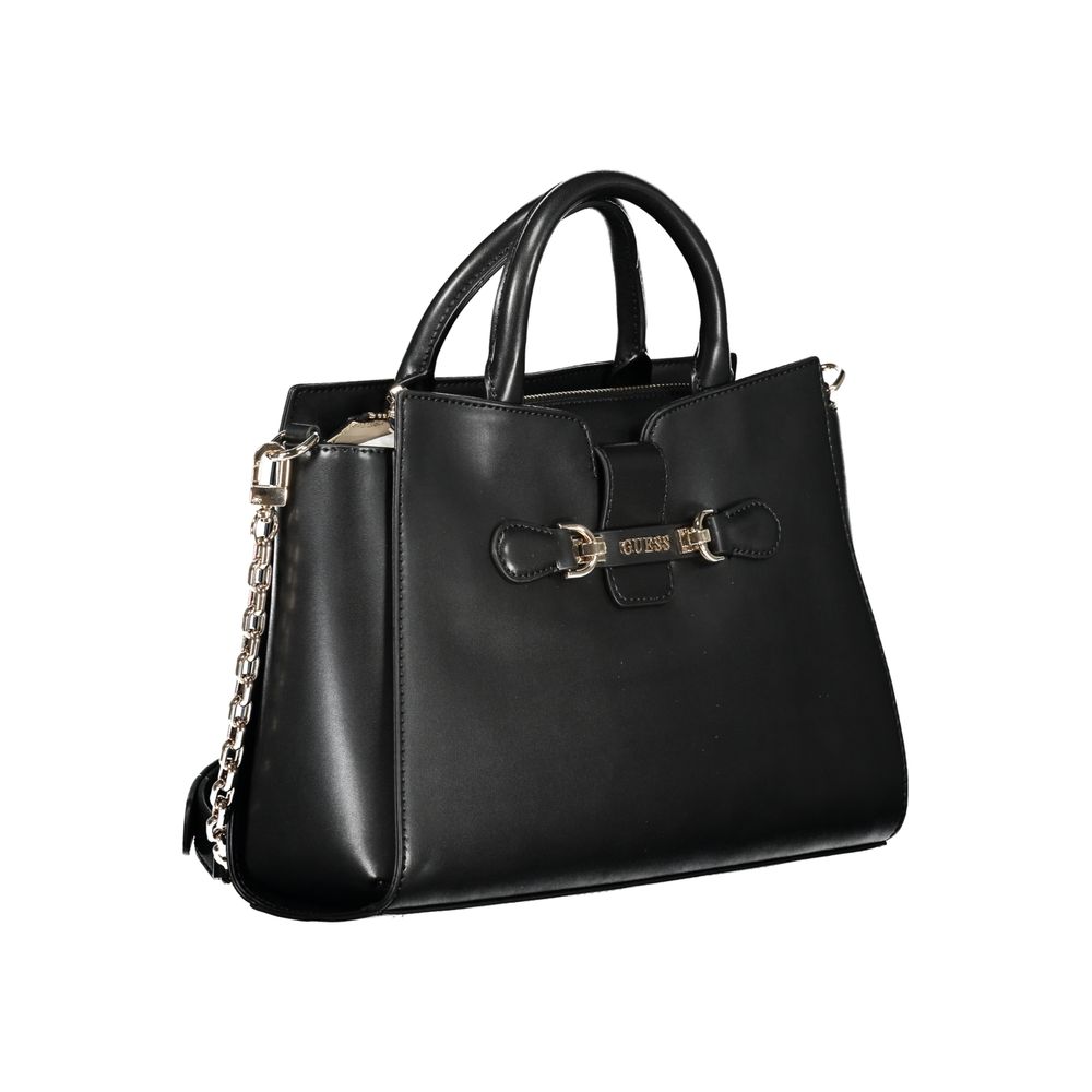 Bolso de mano de poliuretano negro Guess