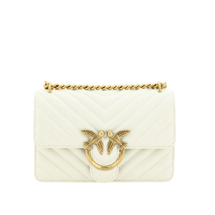 Sac bandoulière Bos Taurus en cuir de veau blanc Pinko