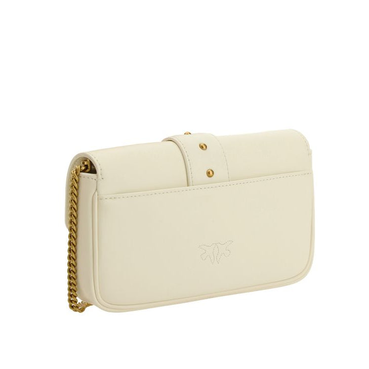 Bolso de hombro Pinko Bos Taurus de piel de becerro blanca