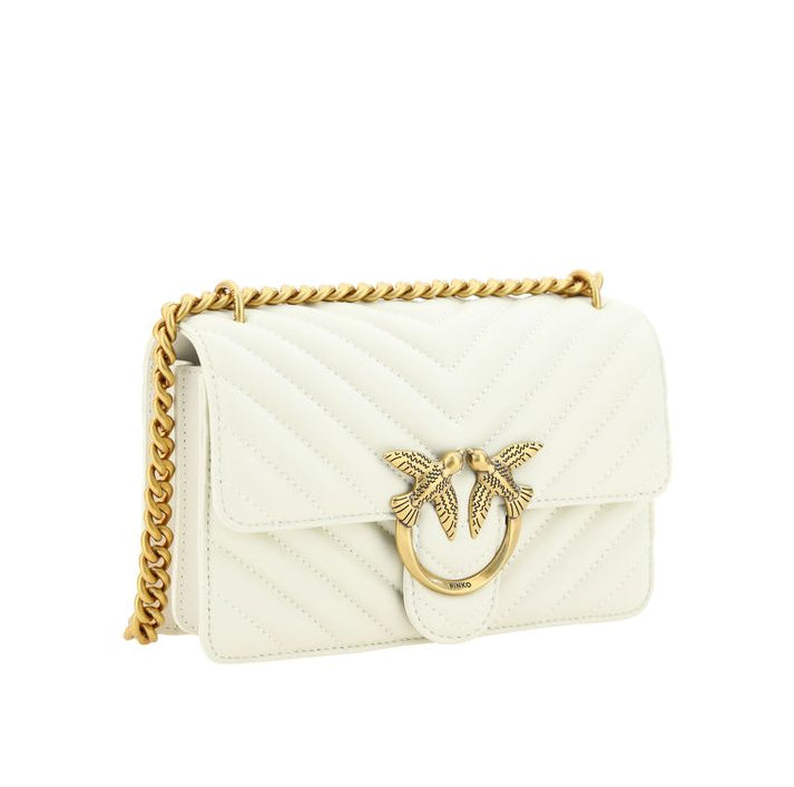 Sac bandoulière Bos Taurus en cuir de veau blanc Pinko