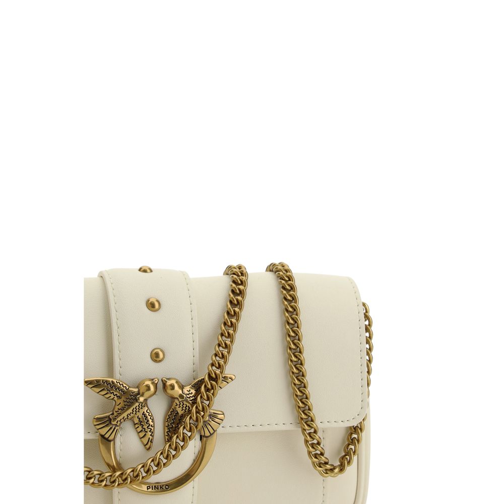 Bolso de hombro Pinko Bos Taurus de piel de becerro blanca