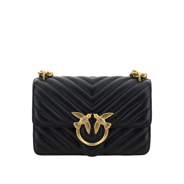Bolso de hombro Pinko Bos Taurus de piel de ternera negra