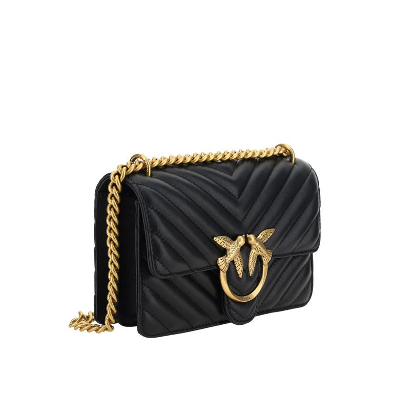Bolso de hombro Pinko Bos Taurus de piel de ternera negra