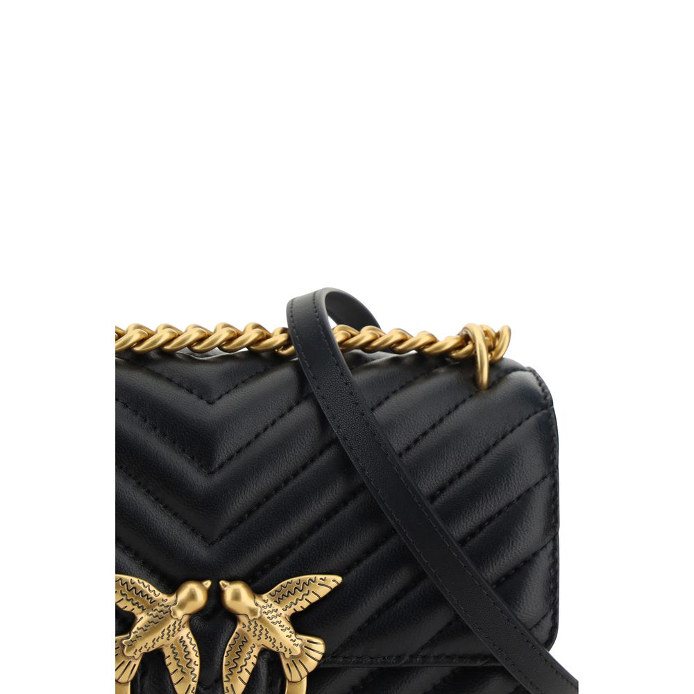 Bolso de hombro Pinko Bos Taurus de piel de ternera negra