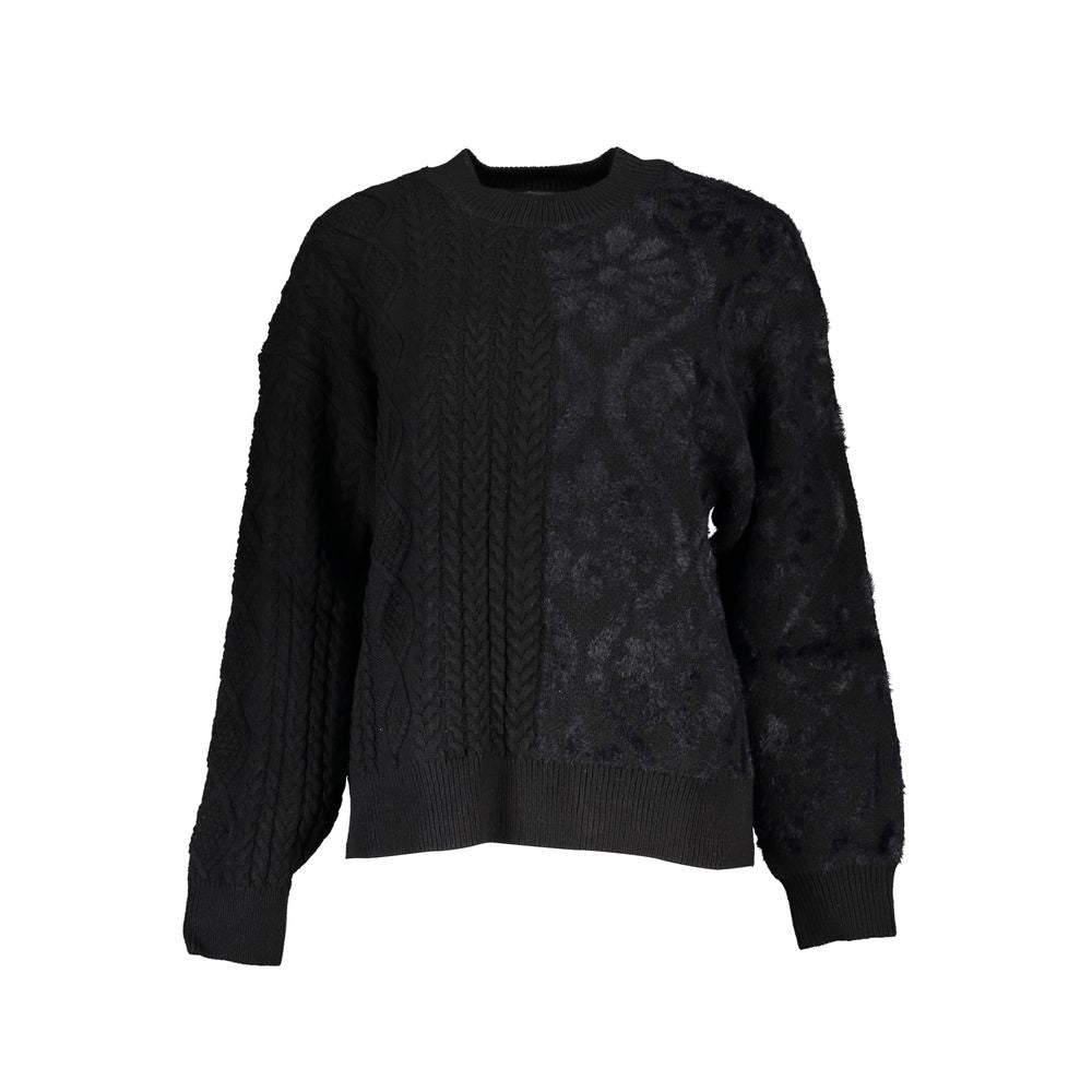Pull noir en coton col roulé Desigual