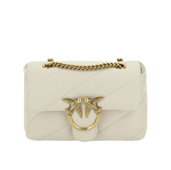 Sac bandoulière Bos Taurus en cuir de veau blanc Pinko
