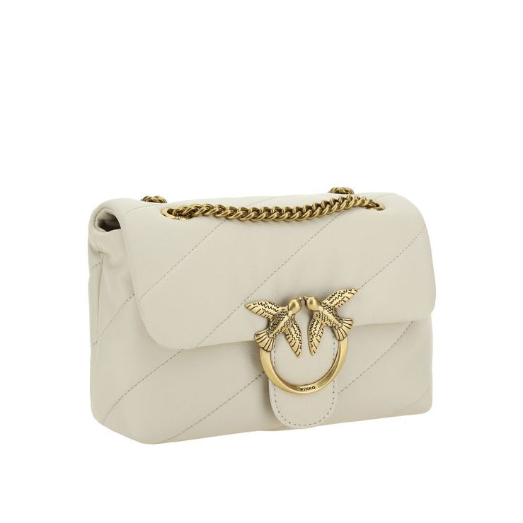 Sac bandoulière Bos Taurus en cuir de veau blanc Pinko