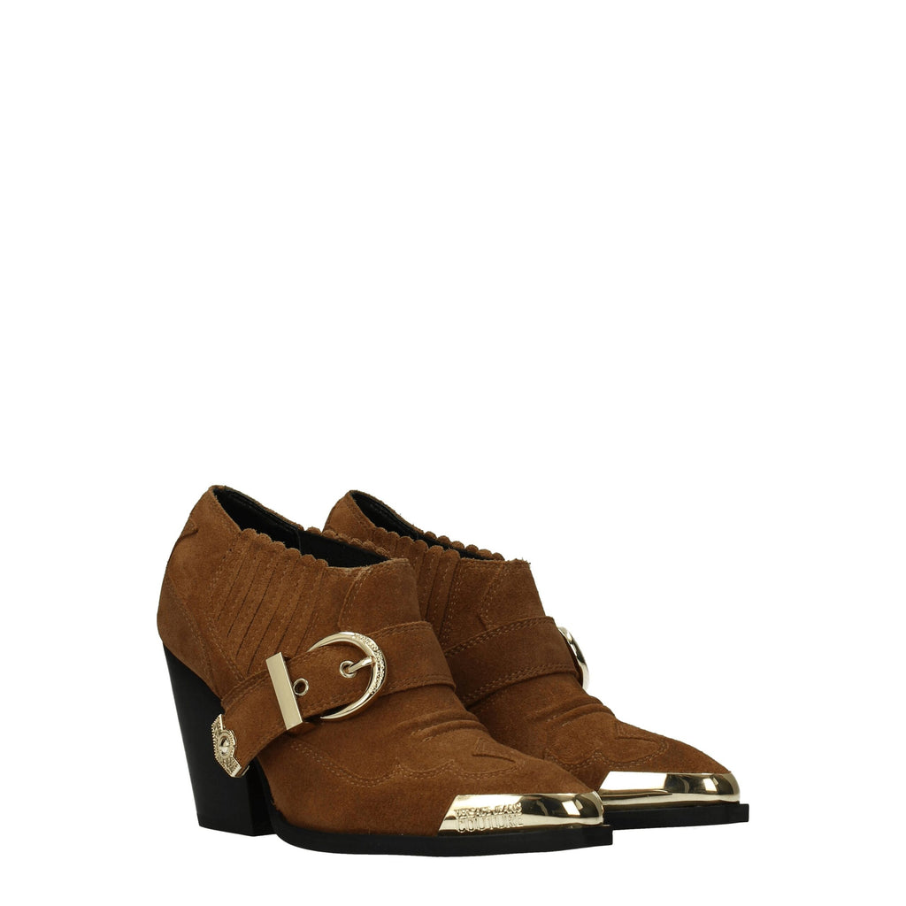 Bottines en cuir marron Versace