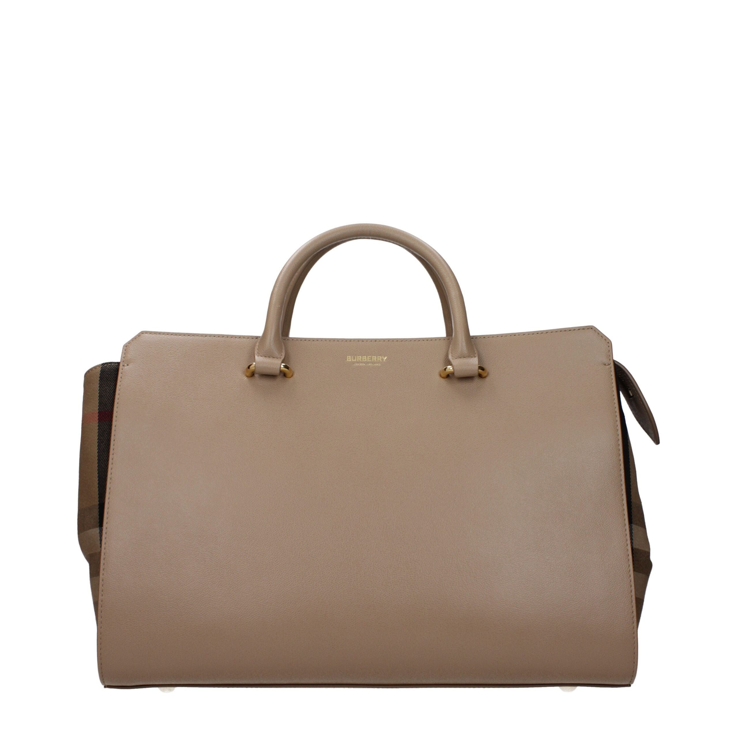 Sac à main en cuir beige Burberry