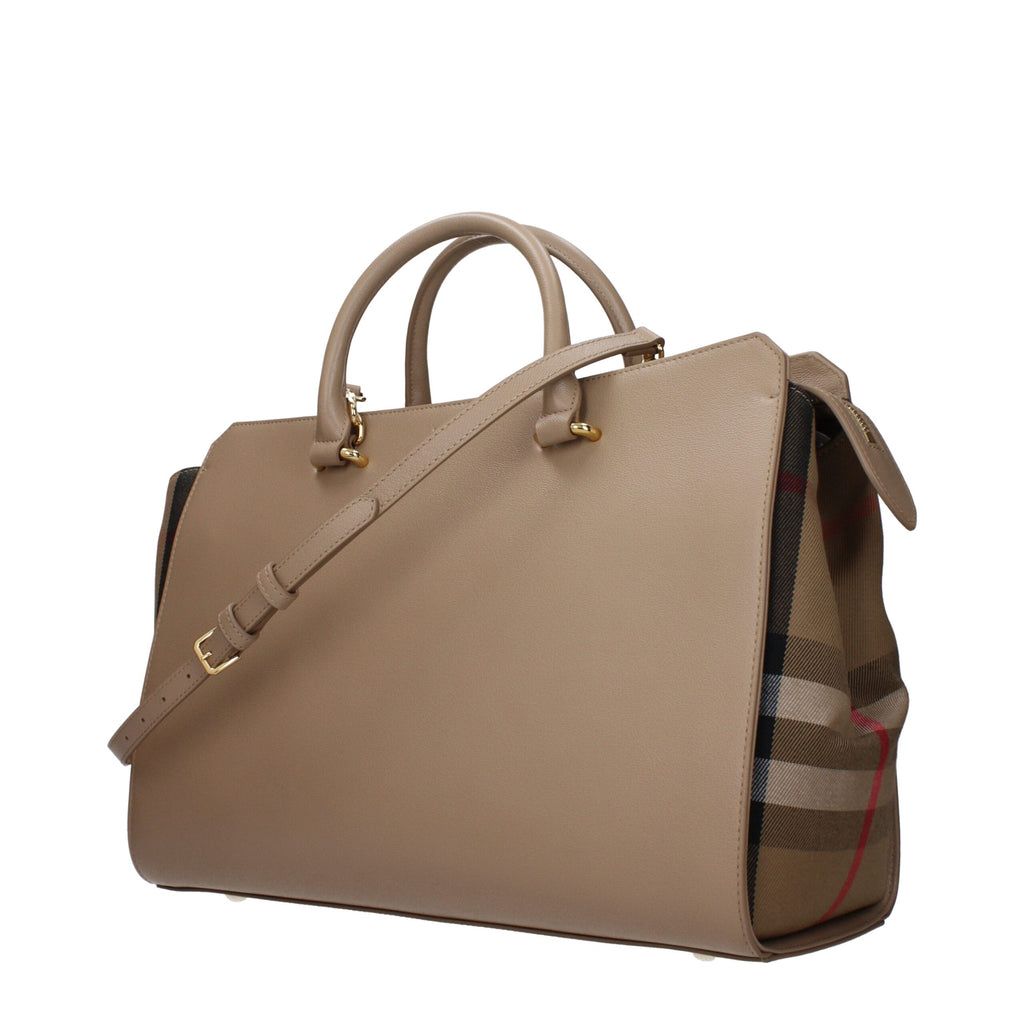 Sac à main en cuir beige Burberry