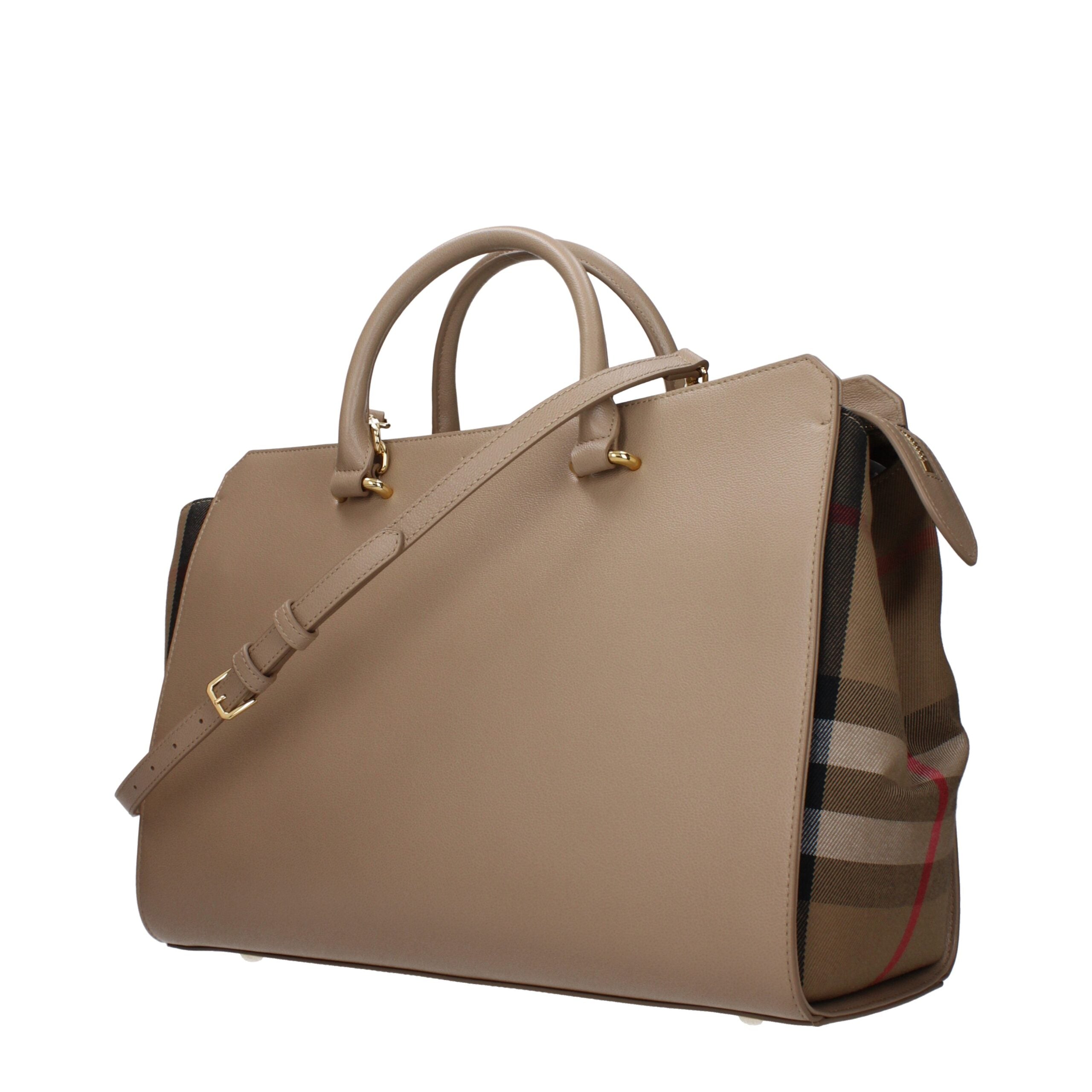 Sac à main en cuir beige Burberry