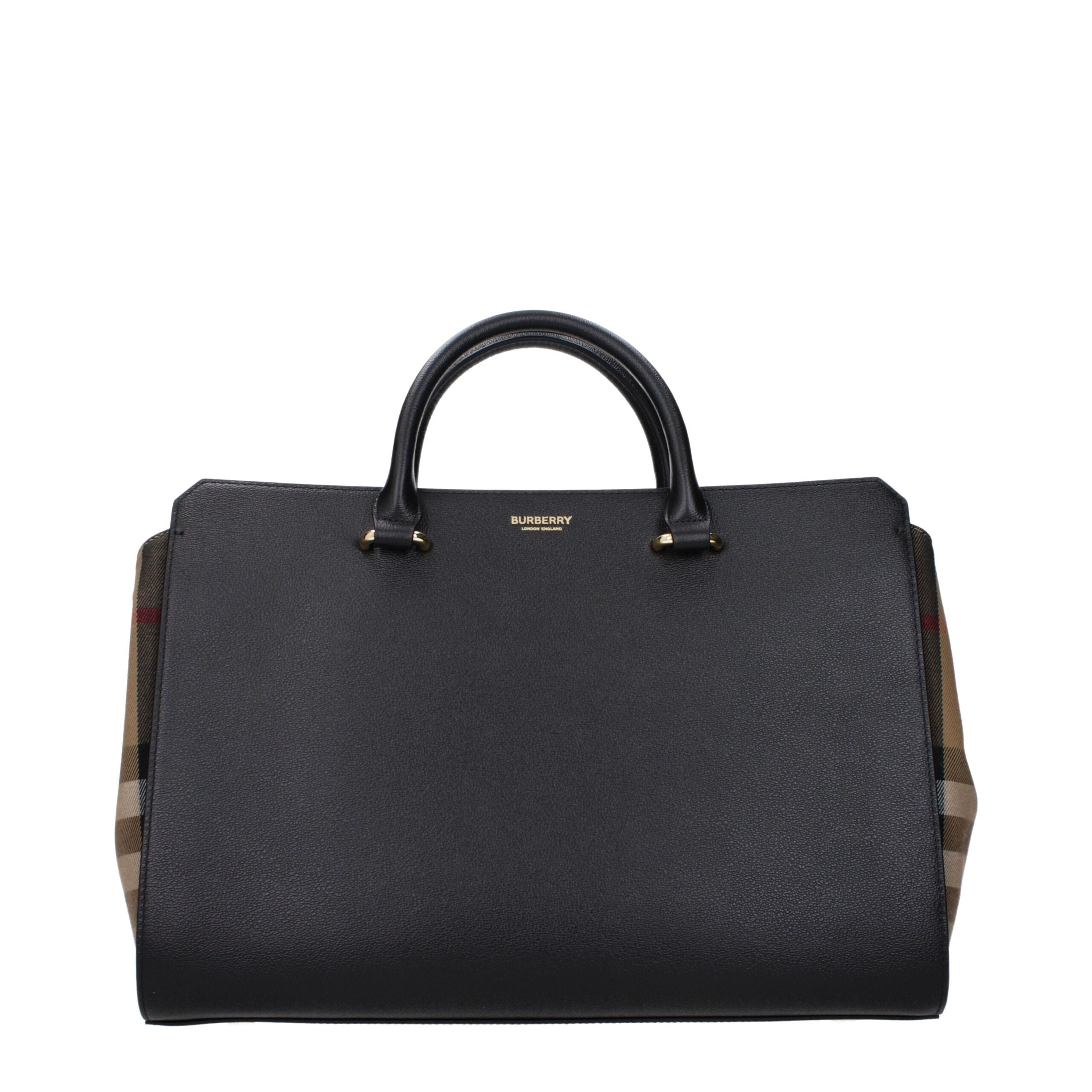 Bolso de mano de cuero negro Burberry