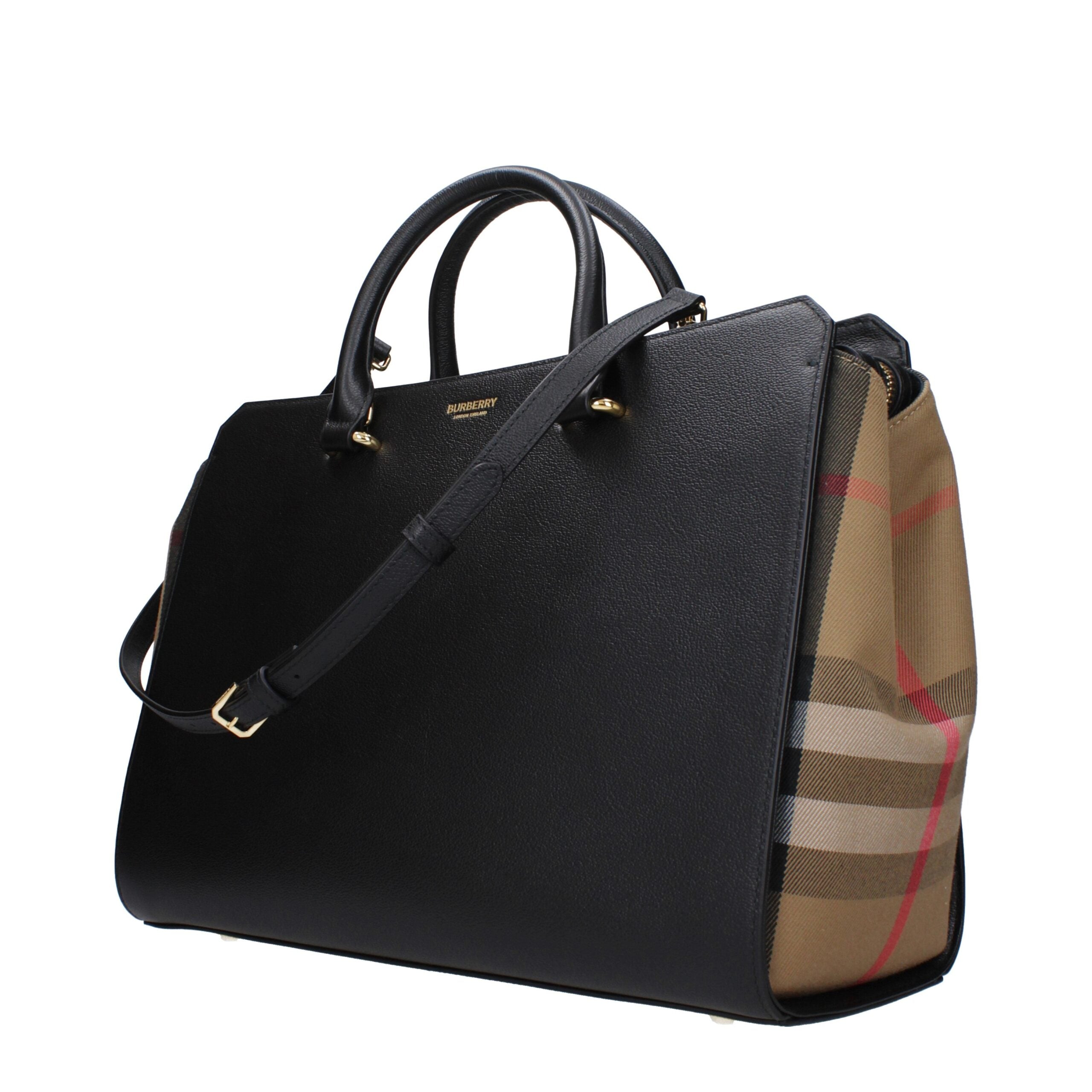 Bolso de mano de cuero negro Burberry