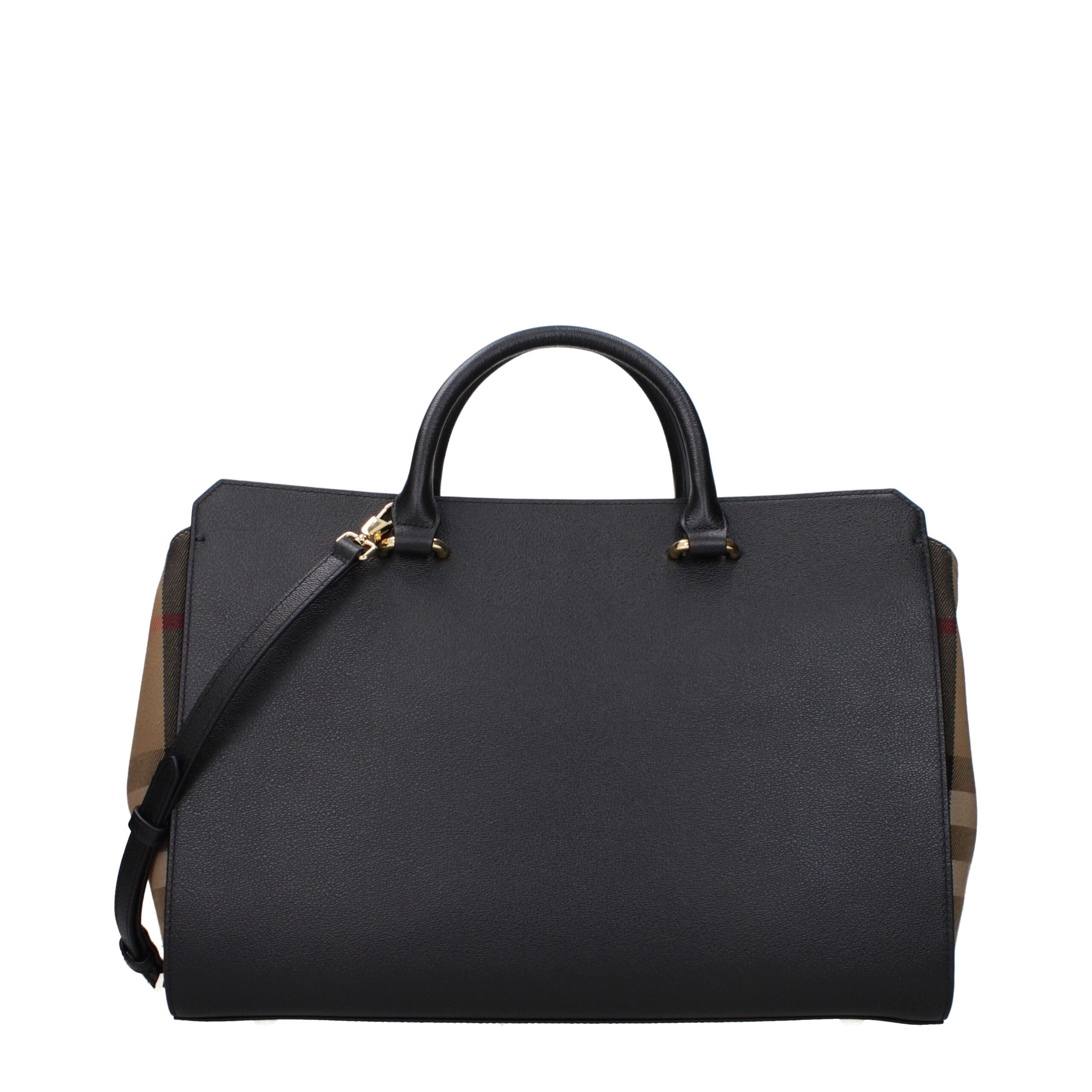 Bolso de mano de cuero negro Burberry
