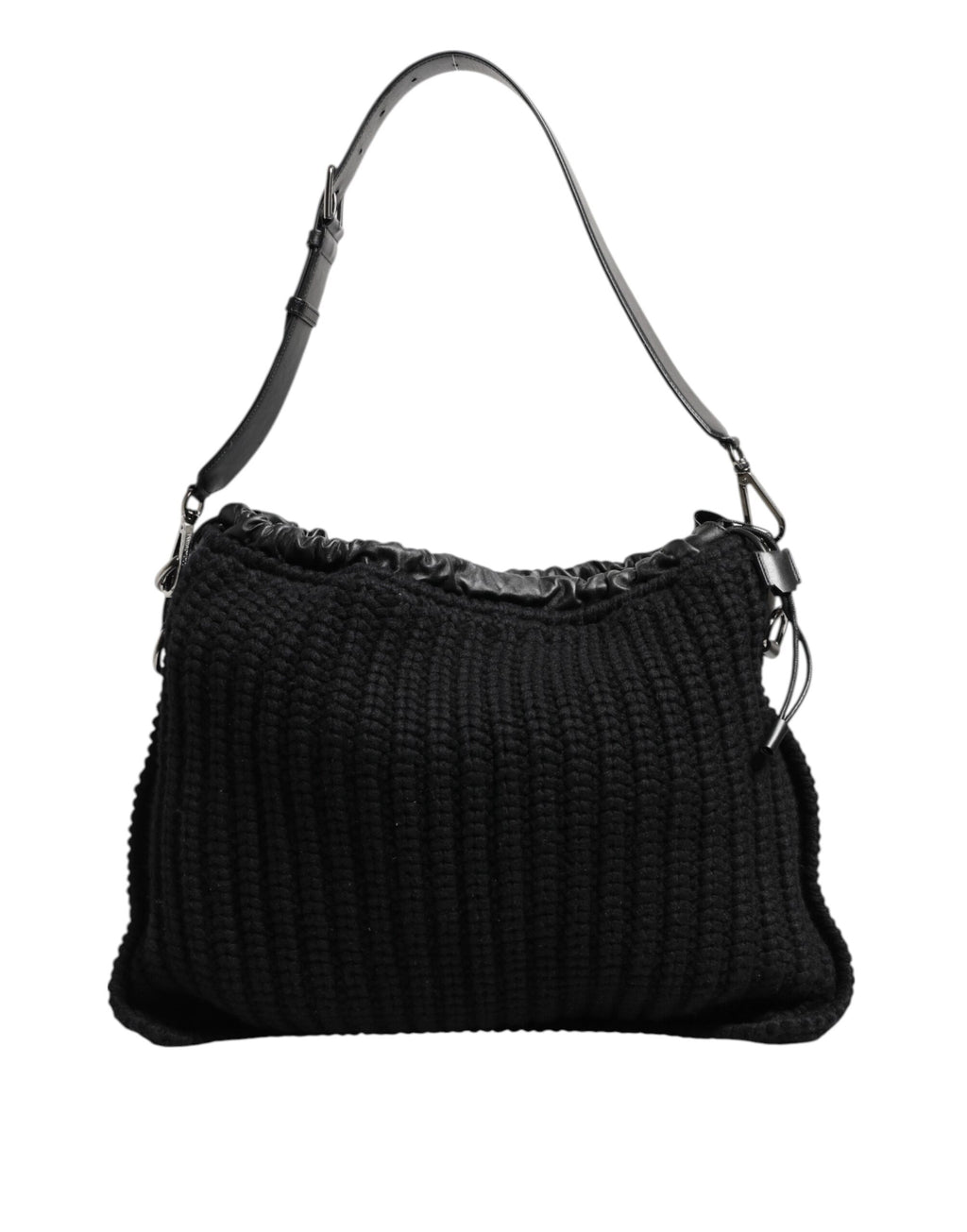 Dolce&Gabbana black cashmere and knitted leather shoulder bag