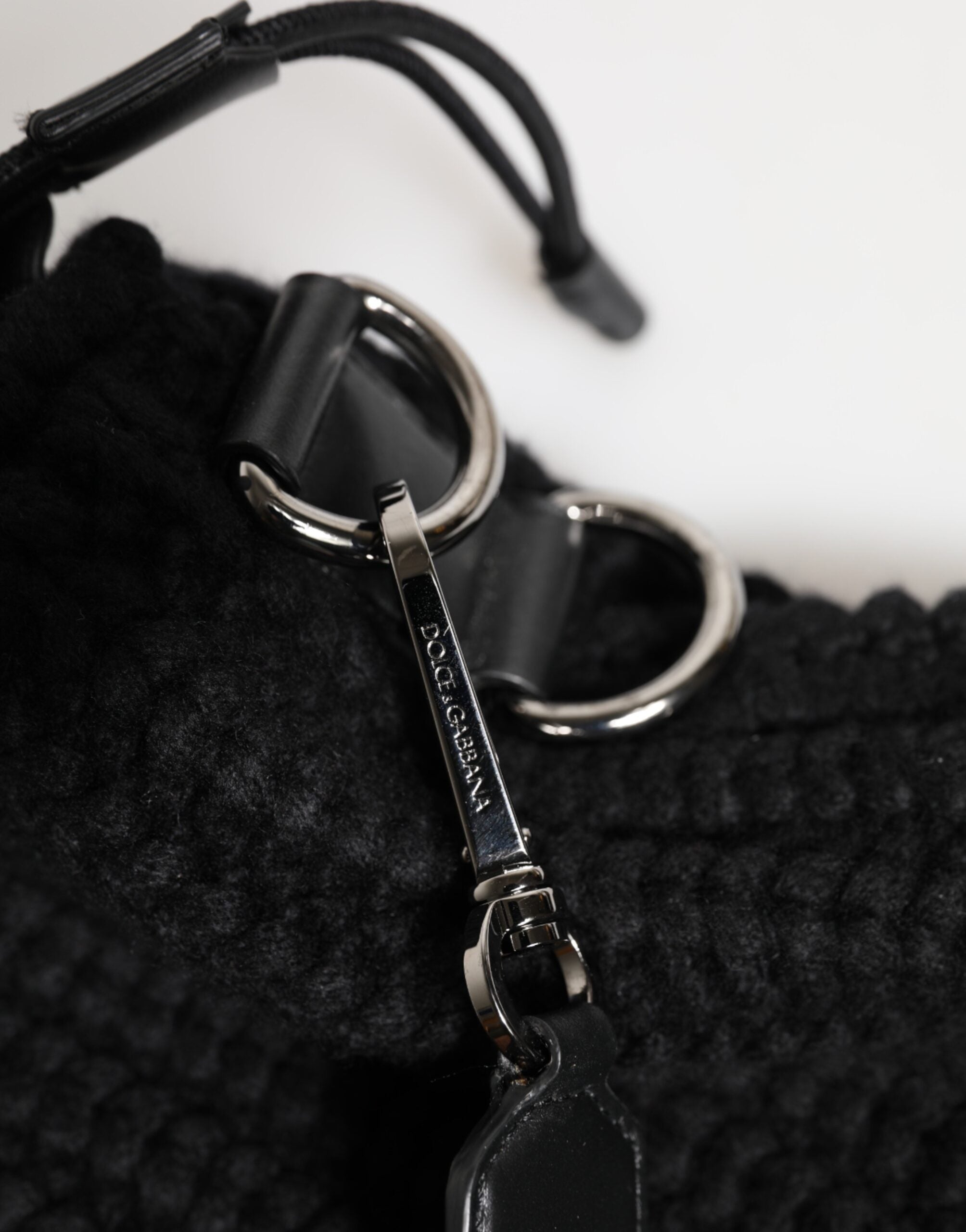 Dolce&Gabbana black cashmere and knitted leather shoulder bag