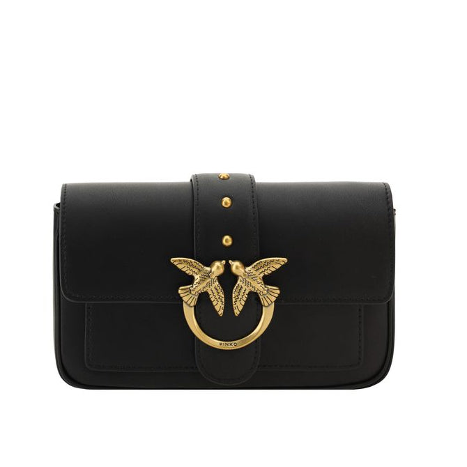 Bolso de hombro Pinko Bos Taurus de piel de ternera negra