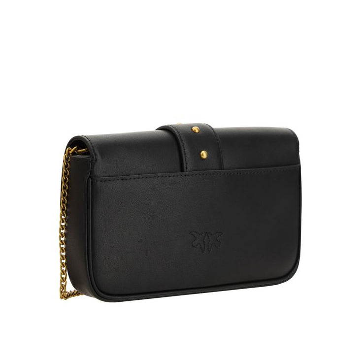 Bolso de hombro Pinko Bos Taurus de piel de ternera negra