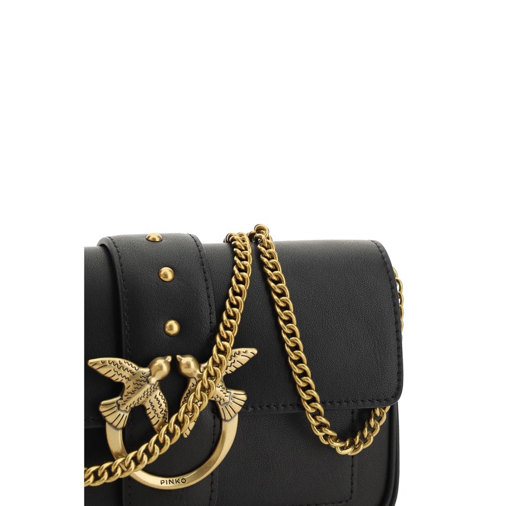 Bolso de hombro Pinko Bos Taurus de piel de ternera negra