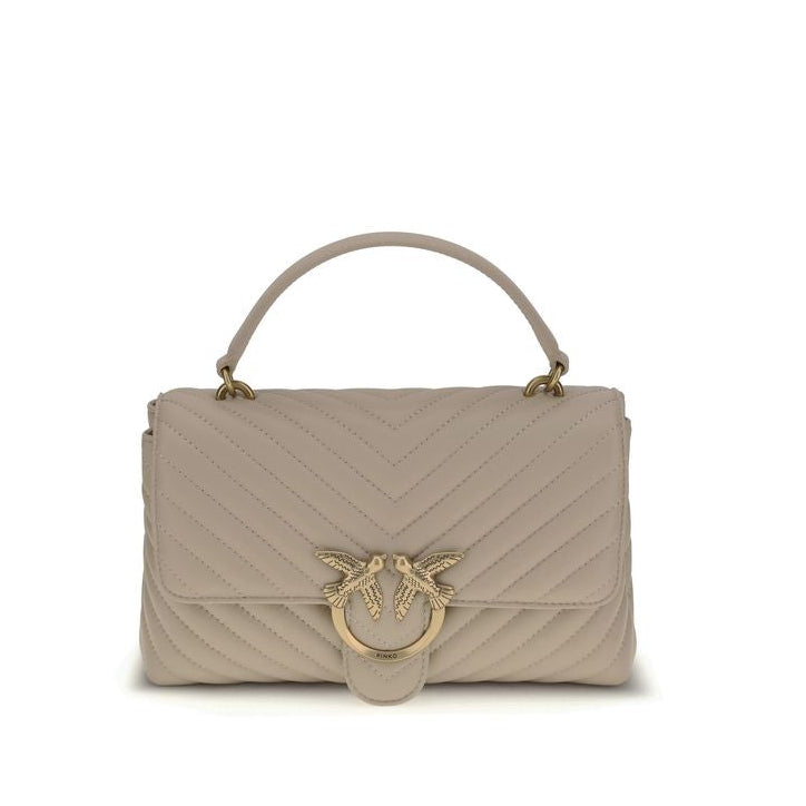Sac à main Bos Taurus en cuir de veau beige Pinko