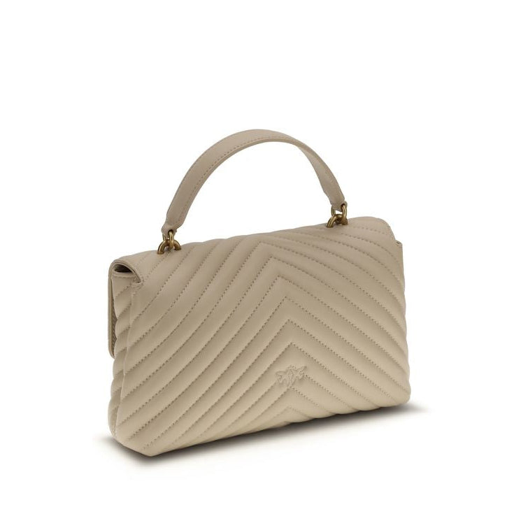 Sac à main Bos Taurus en cuir de veau beige Pinko