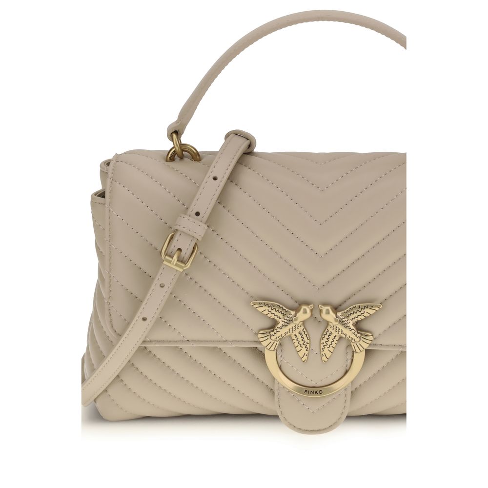 Sac à main Bos Taurus en cuir de veau beige Pinko