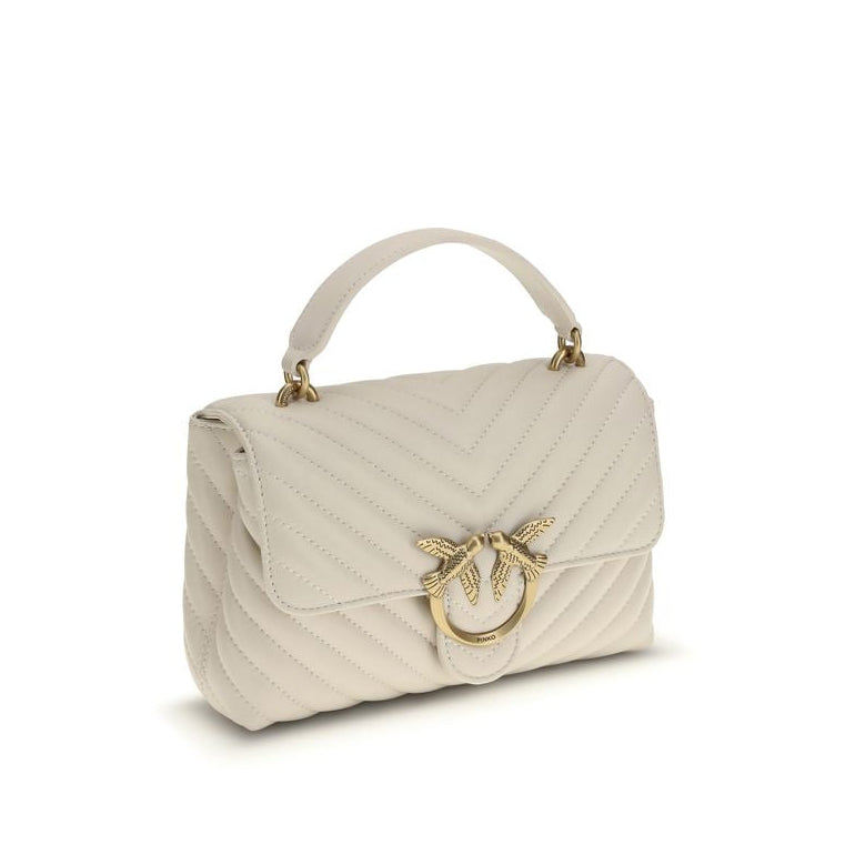 Sac à main Bos Taurus en cuir de veau blanc Pinko