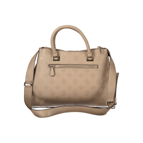 Bolso de mano de poliuretano marrón para mujer