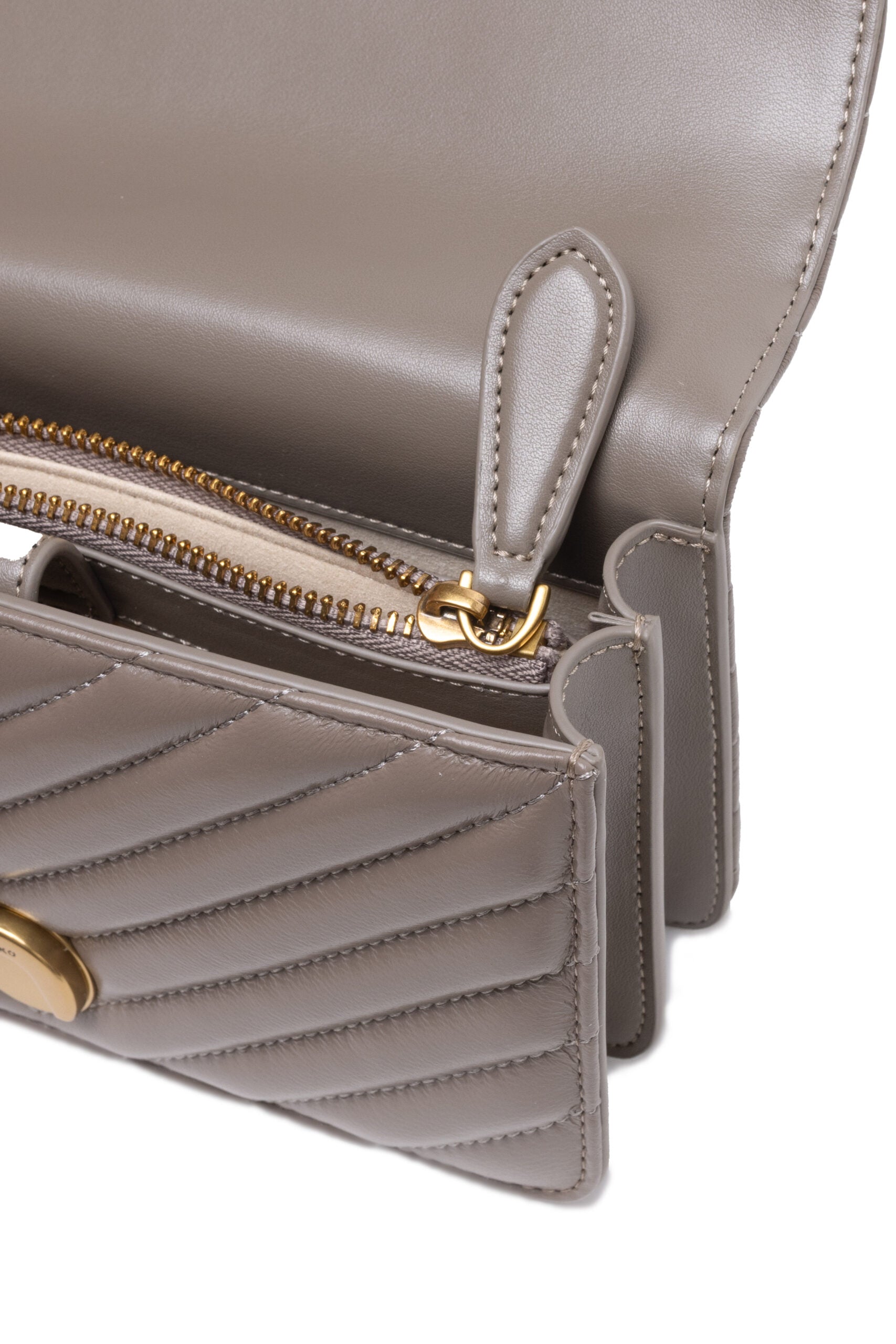 Sac bandoulière Love One Mini en cuir gris Pinko