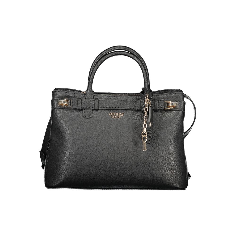 Bolso de mano de poliuretano negro Guess