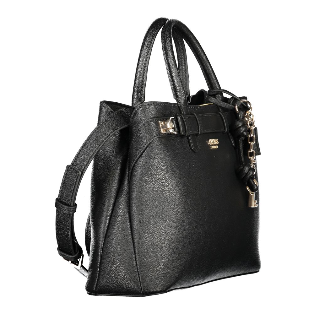 Bolso de mano de poliuretano negro Guess